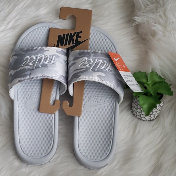 Nike White Camo Slides Slippers